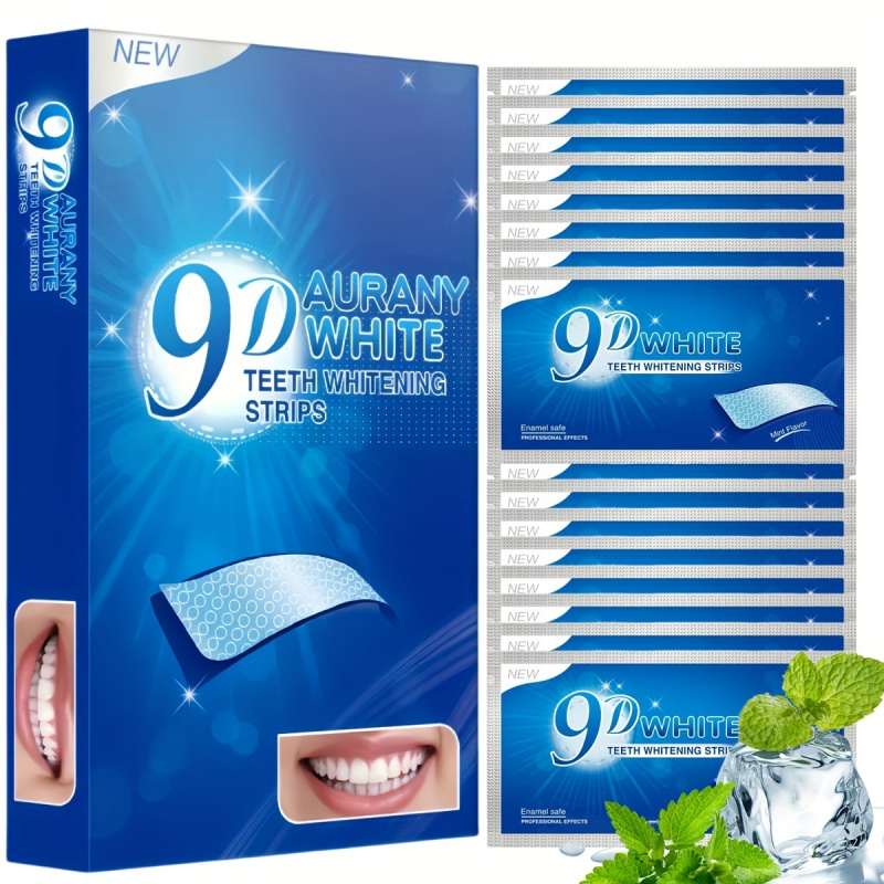 Teeth Whitening With Peroxide - แถบฟอกสีฟัน Aurany White 9D 21 คู่พร้อมไฮโดรเจนเปอร์ออกไซด์
