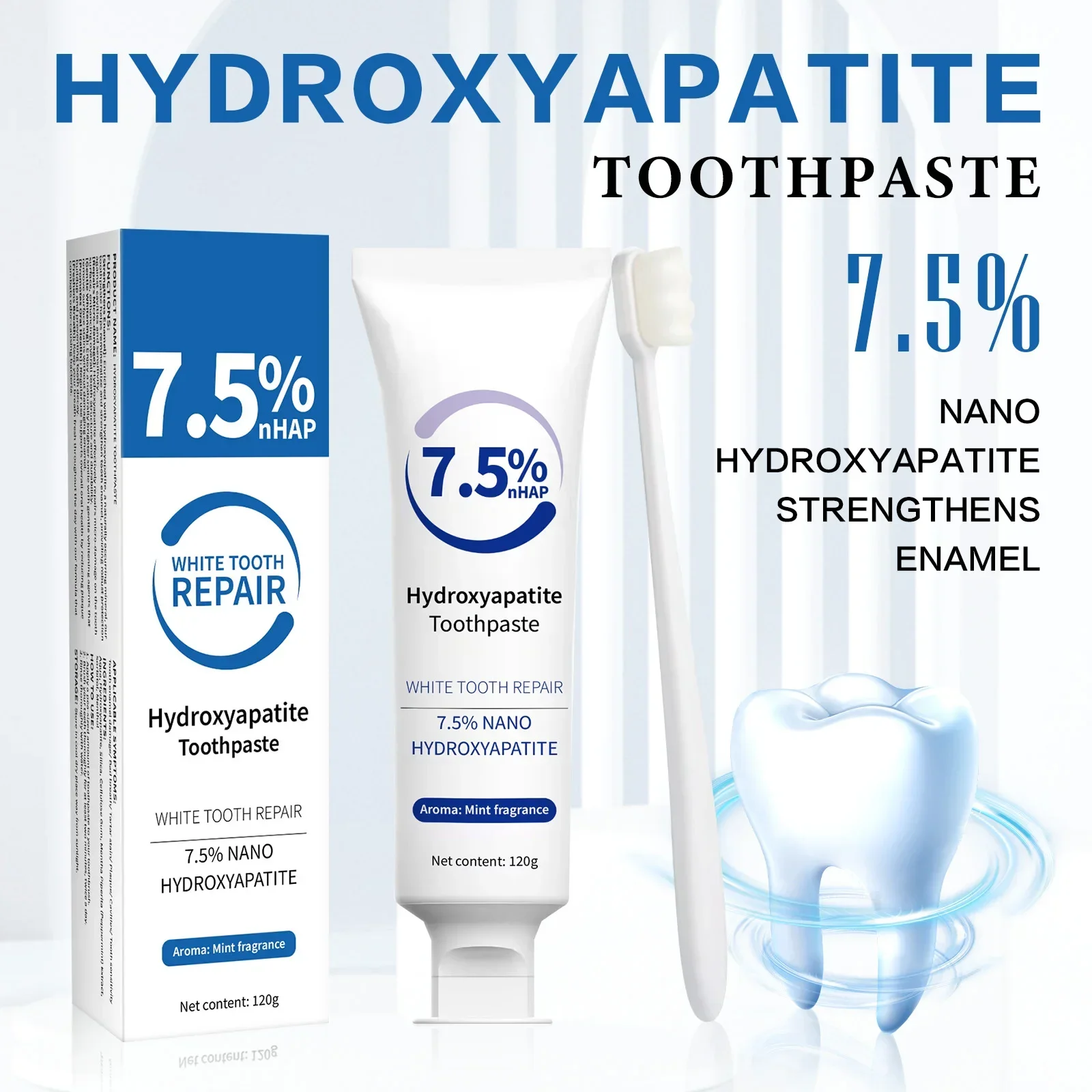 Teeth Whitening Kit - ชุดยาสีฟันและปากกาฟอกสีฟัน - สูตรซ่อมแซมเคลือบฟันด้วยไฮดรอกซีอะพาไทต์ ขจัดคราบฝังแน่นและลมหายใจสดชื่น ดูแลฟันอย่างอ่อนโยนทุกวัน
