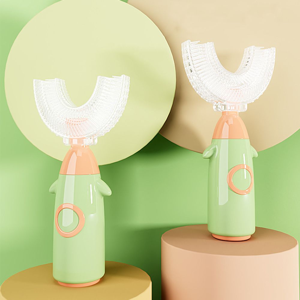 Teeth Whitening Toothbrush - แปรงสีฟันซิลิโคนนุ่มสำหรับดูแลช่องปากเด็กอายุ 1-12 ปี ช่วยทำความสะอาดฟันและฟอกสีฟัน รูปทรงตัวยู