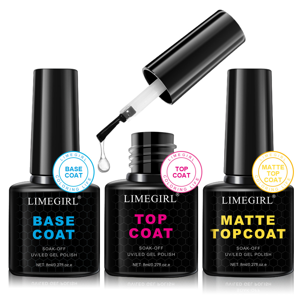 Uv Whitening Kit - LIMEGIRL 3 ชิ้น/ชุดเล็บแช่ Primer Clear Coat