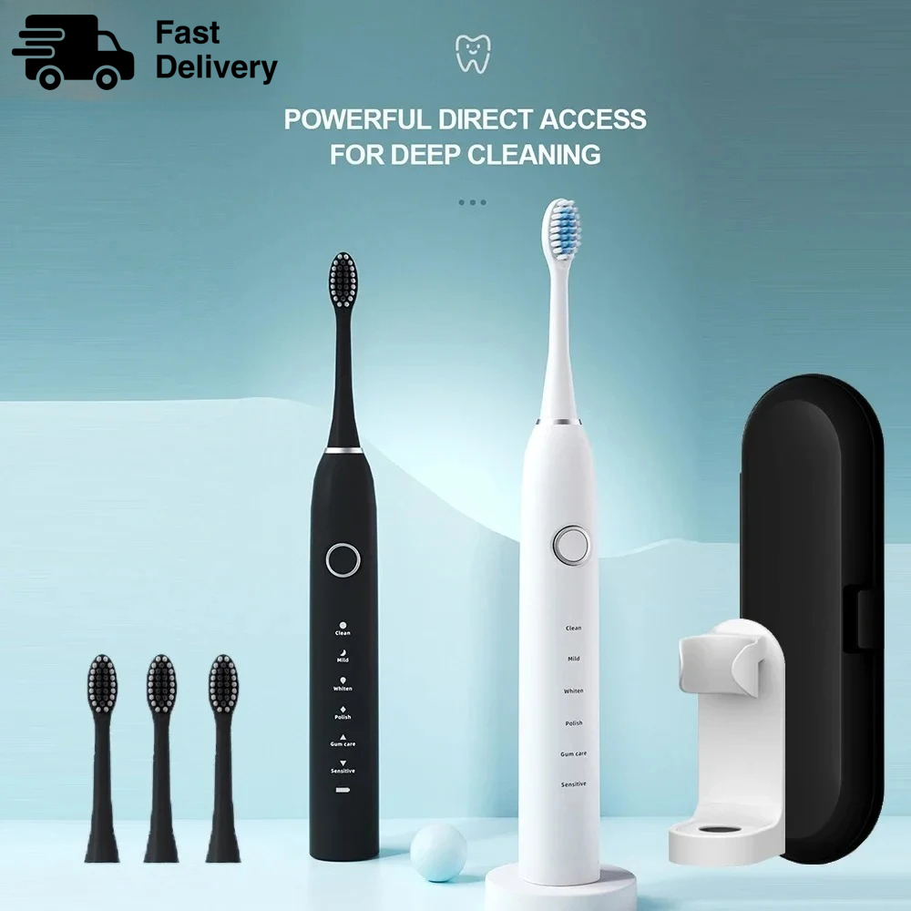 Teeth Whitening Toothbrush - แปรงสีฟันไฟฟ้าโซนิค KLXKLX IPX7 แบบชาร์จไฟได้ แปรงสีฟันอัลตราโซนิกอัจฉริยะสำหรับฟอกฟันขาว พร้อมตัวตั้งเวลา