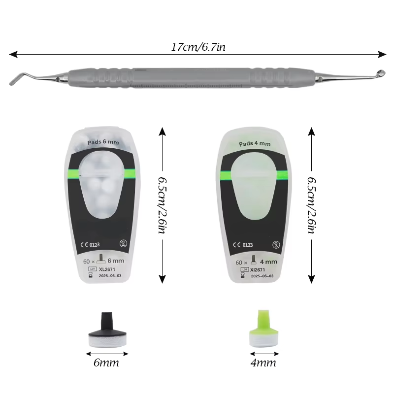 Teeth Whitening Kit - ชุดอุปกรณ์คอมโพสิตสำหรับงานทันตกรรม พร้อมแผ่นโฟมสำหรับขึ้นรูป ด้ามจับและไม้พายสำหรับเรซินแบบใช้แสง สำหรับการฟอกสีฟันและวัสดุอุดฟัน