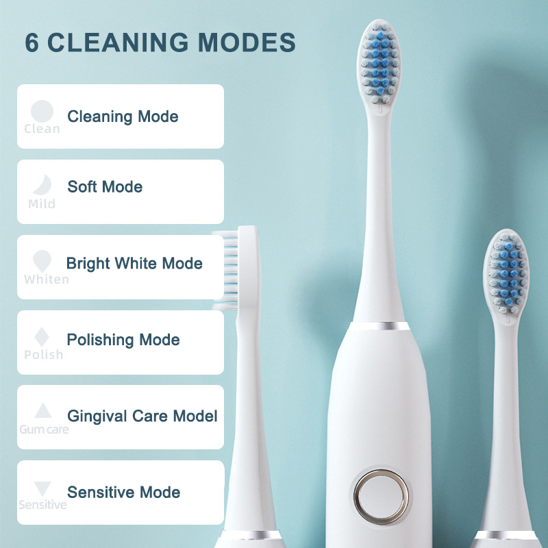 6 โหมดไฟฟ้าโซนิคแปรงสีฟัน USB  - Teeth Whitening Toothbrush บทวิจารณ์และราคา